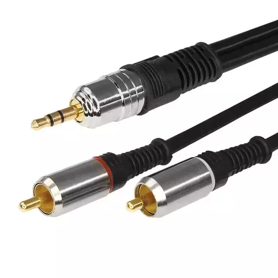 Шнур 3.5 Stereo Plug - 2RCA Plug 3м (GOLD) металл Rexant 17-4224, изображение 3