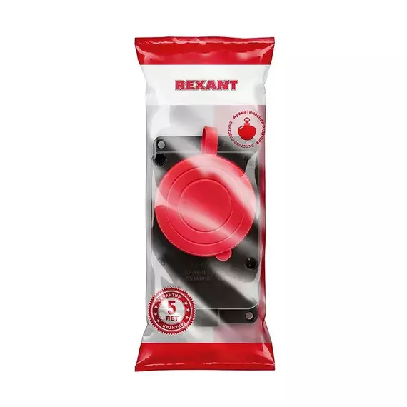 Розетка влагозащ. настенная с крышкой 3P+PE 32А IP44 черн. каучук Rexant 111-007, изображение 3
