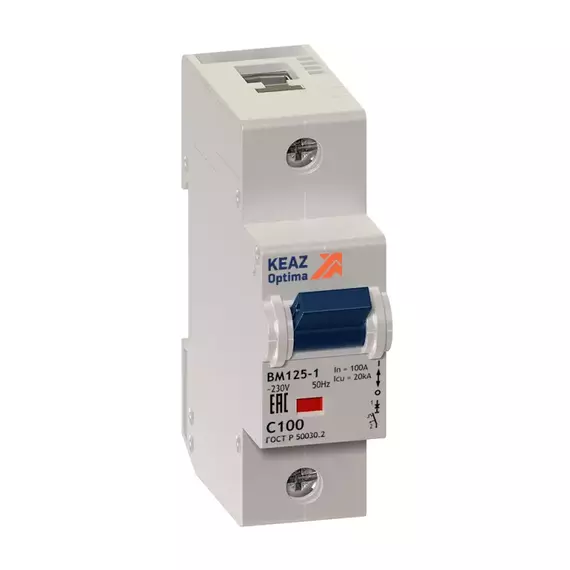 Выключатель автоматический модульный 1п C 80А 20кА OptiDin BM125-1C80-8ln-УХЛ3 КЭАЗ 138534