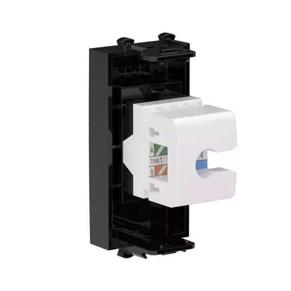 Розетка компьютерная 1мод. Avanti "Черный квадрат" RJ45 кат.5E без шторок модульная механизм DKC 4402661, изображение 3