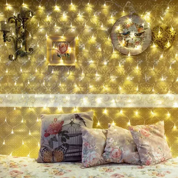 Гирлянда светодиодная "Сеть" 1.8х1.5м 180LED тепл. бел. 15Вт IP20 провод ПВХ прозр. Neon-Night 215-136, изображение 3