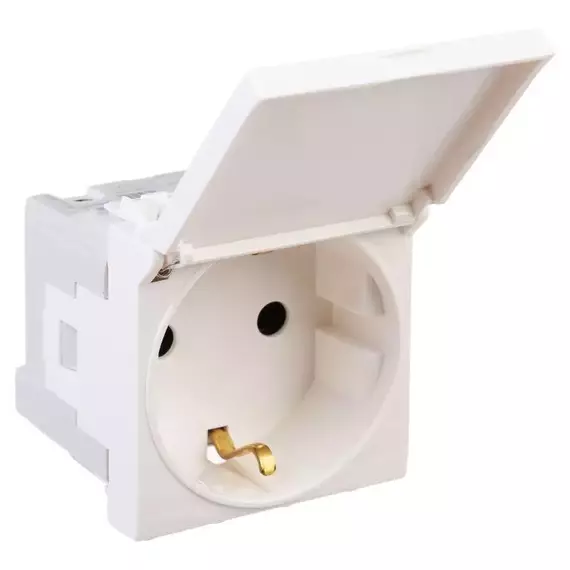 Розетка 1-м 2мод. Avanti "Белое облако" 16А IP41 2P+E защ. шторки с крышкой бел. DKC 4400012, изображение 2