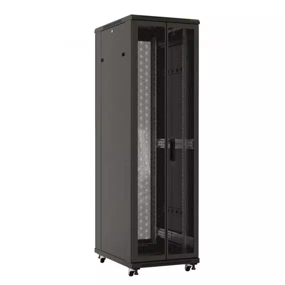 Шкаф напольный TTB-4261-DD-RAL9004 19дюйм 42U 2055х600х1000 перед. и задняя перфор. двери (75проц.) ручка с замком крыша нового типа черн. (RAL 9004) (разобранный) Hyperline 392681, изображение 5