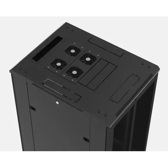 Шкаф напольный TTB-4261-DD-RAL9004 19дюйм 42U 2055х600х1000 перед. и задняя перфор. двери (75проц.) ручка с замком крыша нового типа черн. (RAL 9004) (разобранный) Hyperline 392681, изображение 6