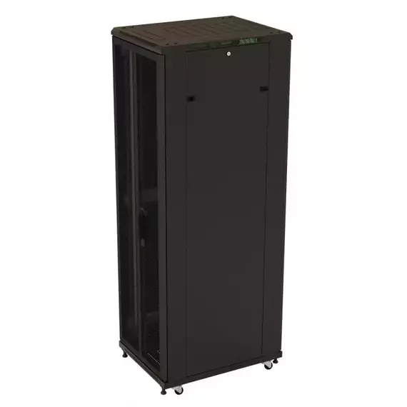 Шкаф напольный TTB-4261-DD-RAL9004 19дюйм 42U 2055х600х1000 перед. и задняя перфор. двери (75проц.) ручка с замком крыша нового типа черн. (RAL 9004) (разобранный) Hyperline 392681, изображение 7