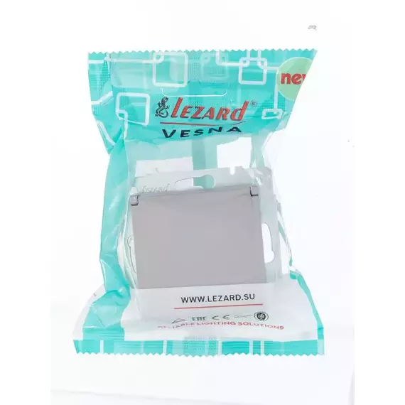 Розетка 1-м СП Vesna с заземл. с крышкой ПБТ механизм платина LEZARD 742-3588-123B, изображение 5