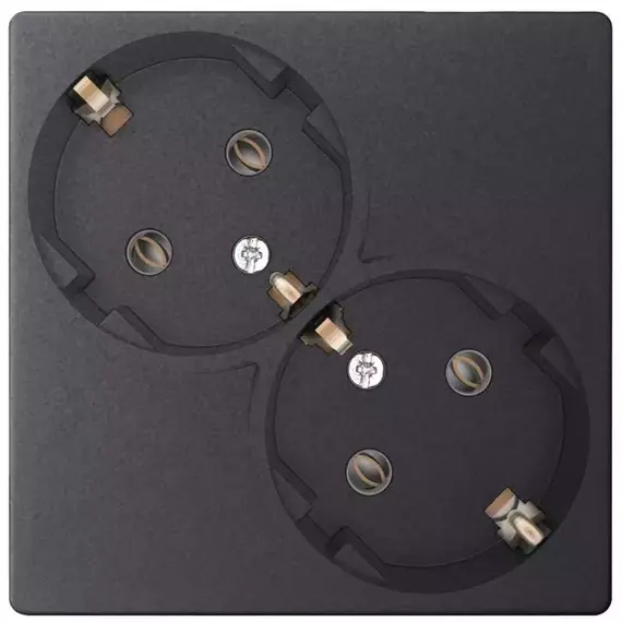 Розетка 2-м СП Simon24 16А IP20 2х2P+E Schuko без защ. шторок механизм графит Simon 2450459-038