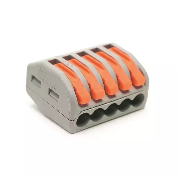 Клемма строительно-монтажная PCT-215 с рычагом 5 отверстий TOKOV ELECTRIC TKE-PCT-215/C50