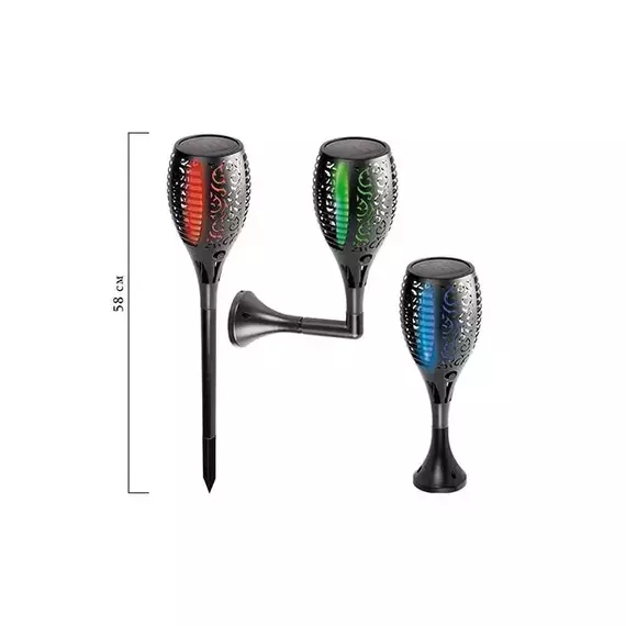 Светильник светодиодный SLR-S11-RGB садовый эффект факела 33LED 58см IP44 (3 варианта установки) солнечная батарея ФАZА 5040823, изображение 3