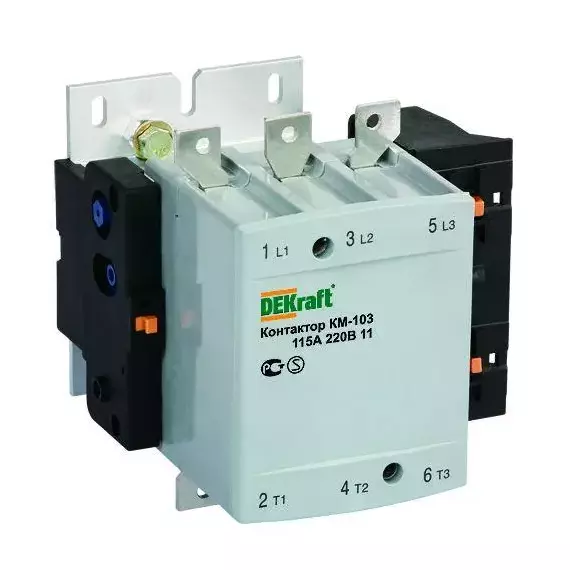 Контактор КМ-103 115А 220В AC3 1НО+1НЗ DEKraft 22150DEK