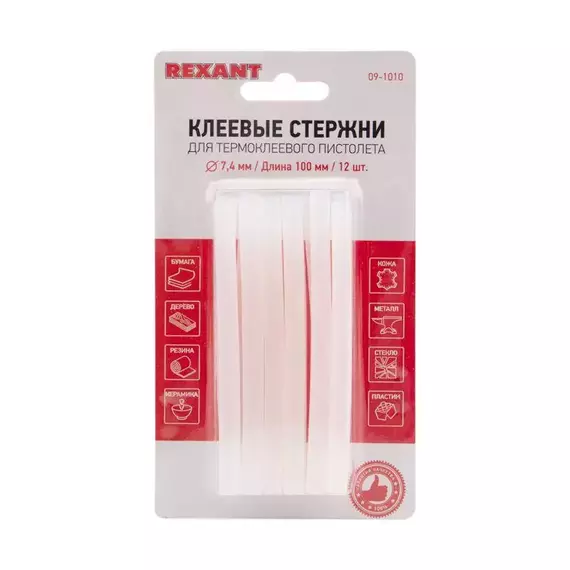 Стержень клеевой d7.4мм L100мм прозр. (блист.12шт) Rexant 09-1010, изображение 2
