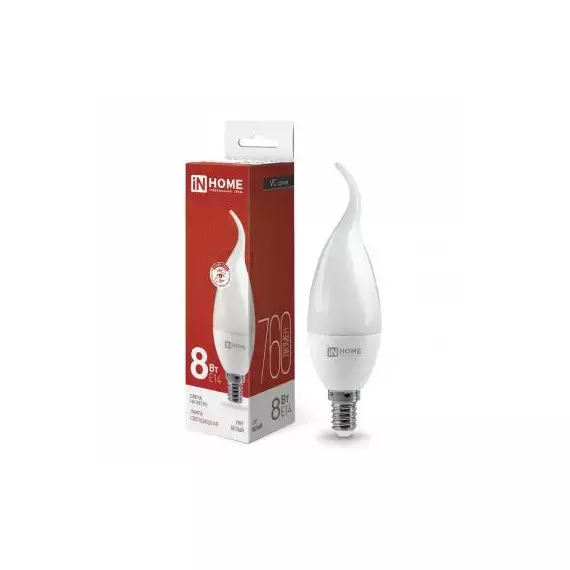 Лампа светодиодная LED-СВЕЧА НА ВЕТРУ-VC 8Вт свеча на ветру 4000К нейтр. бел. E14 760лм 230В IN HOME 4690612030432