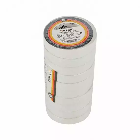 Изолента ПВХ 0.13х15мм 20м бел. Kranz KR-09-2601, изображение 2