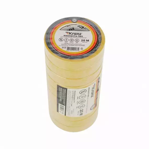 Изолента ПВХ 0.13х15мм 20м желт. Kranz KR-09-2602, изображение 2