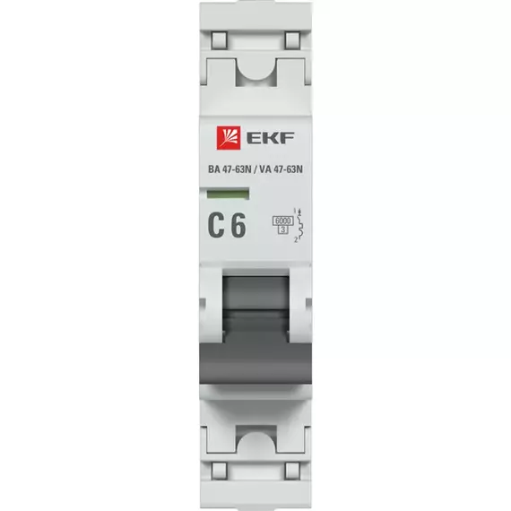 Выключатель автоматический модульный 1п C 6А 6кА ВА 47-63N PROxima EKF M636106C
