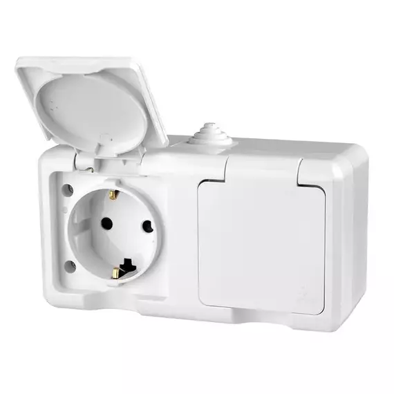 Розетка 2-м ОП Dita 16А IP54 250В с заземл. с крышкой бел. TOKOV LIGHT TKL-DT-R2Z-C01-IP54, изображение 2