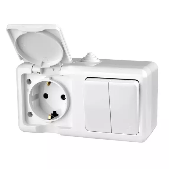 Блок ОП Dita (розетка 16А 250В с заземл. 2-кл. выкл. 10А) IP54 бел. TOKOV LIGHT TKL-DT-V2RZ-C01-IP54, изображение 2