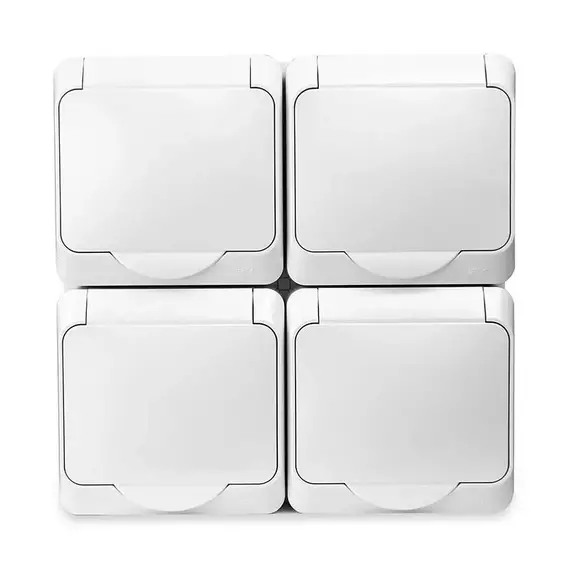 Розетка 4-м ОП Nix 16А IP54 250В с заземл. с крышкой бел. TOKOV ELECTRIC TKE-NX-R4Z-C01-IP54, изображение 2