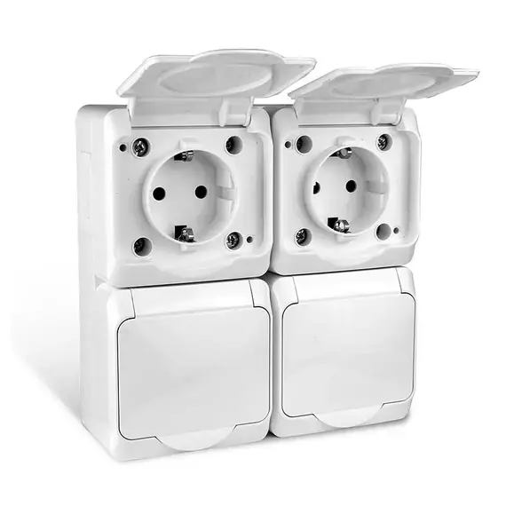 Розетка 4-м ОП Nix 16А IP54 250В с заземл. с крышкой бел. TOKOV ELECTRIC TKE-NX-R4Z-C01-IP54, изображение 4