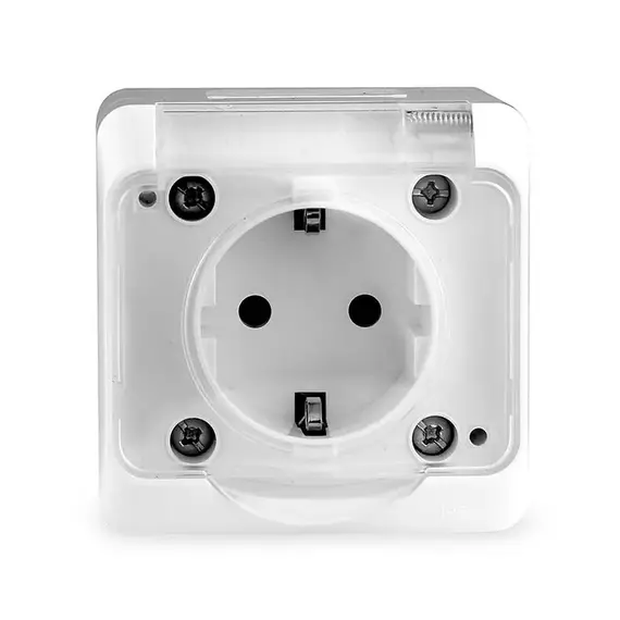 Розетка 1-м ОП Nix 16А IP54 250В с заземл. с прозр. крышкой бел. TOKOV ELECTRIC TKE-NX-R1Z-C01T-IP54, изображение 2