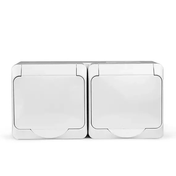 Розетка 2-м ОП Nix 16А IP54 250В с заземл. с крышкой бел. TOKOV ELECTRIC TKE-NX-R2Z-C01-IP54, изображение 3