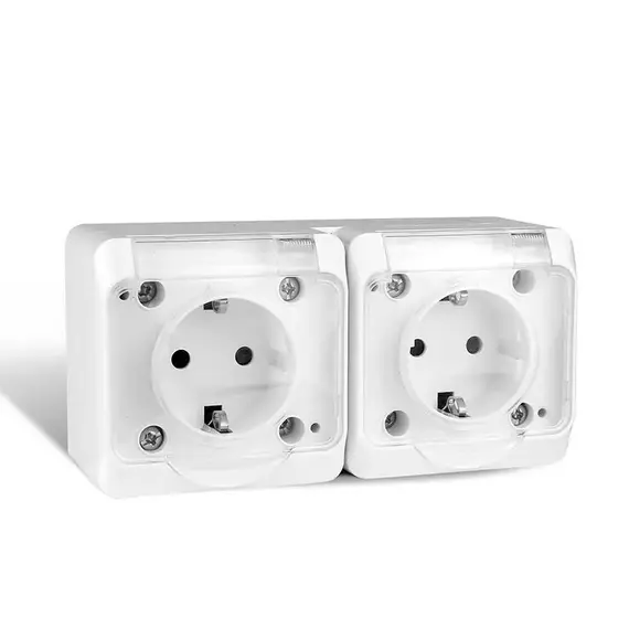 Розетка 2-м ОП Nix 16А IP54 250В с заземл. с прозр. крышкой бел. TOKOV ELECTRIC TKE-NX-R2Z-C01T-IP54, изображение 4
