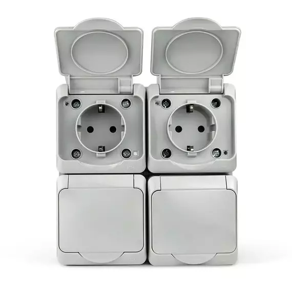 Розетка 4-м ОП Nix 16А IP54 250В с заземл. с крышкой сер. TOKOV ELECTRIC TKE-NX-R4Z-C06-IP54, изображение 3