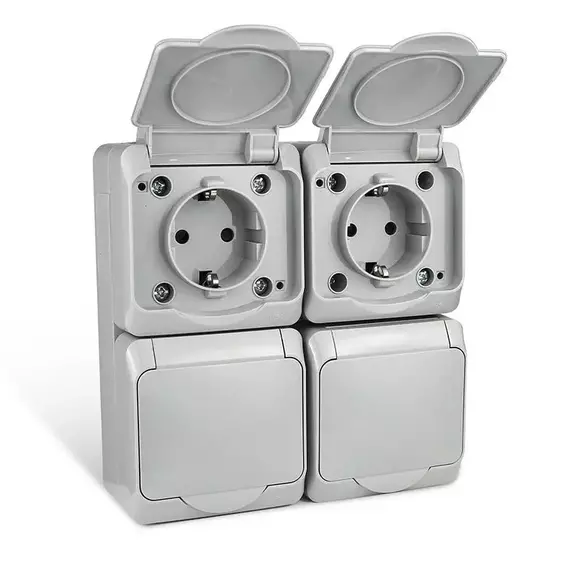 Розетка 4-м ОП Nix 16А IP54 250В с заземл. с крышкой сер. TOKOV ELECTRIC TKE-NX-R4Z-C06-IP54, изображение 4