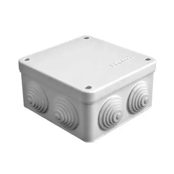 Коробка распределительная ОП 105х105х56мм IP54 7 выходов 4 гермоввода крышка на винтах сер. Epplast 110042