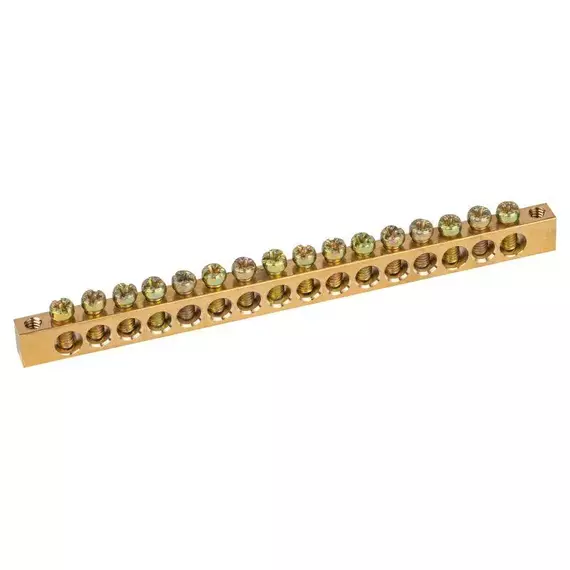 Шина NO-122-07 PEN "земля-ноль" 6х9мм 16/2 с креплениями по краям латунь ЭРА Б0047221