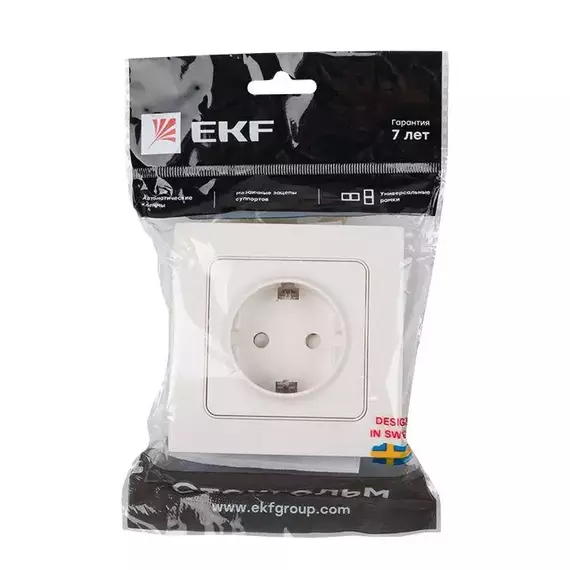 Розетка 1-м СП Стокгольм 16А IP20 с заземл. защ. шторки бел. PROxima EKF EXR16-028-10, изображение 5