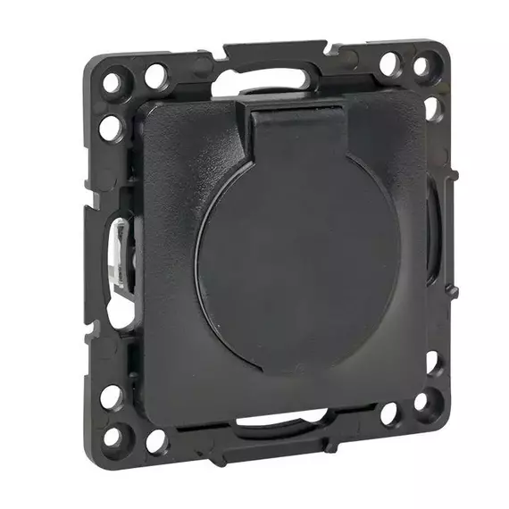 Розетка 1-м СП Стокгольм 16А IP44 с заземл.защ. шторки с крышкой механизм черн. PROxima EKF EZR16-028-10-44, изображение 5