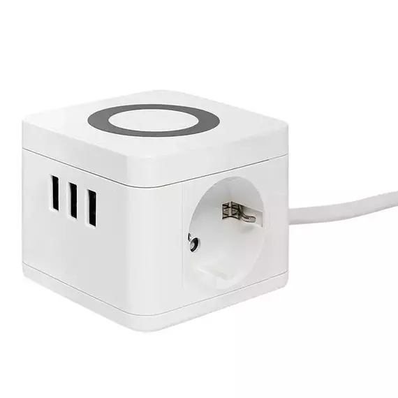 Удлинитель "Куб" 2 гнезда 3USB 2.4А+зарядное устройство 1.3 метра 1кв.мм EKF UBA-CUB-3-WC, изображение 8