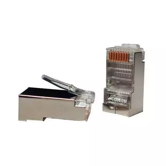 Разъем PLUG-8P8C-U-C5-SH-100 RJ45(8P8C) под витую пару кат. 5e экранир. универс. (для ож и мж кабеля) (уп.100шт) Hyperline 49375
