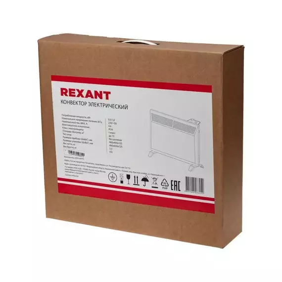 Конвектор электрический 1кВт с механическим термостатом Rexant 60-0083, изображение 8