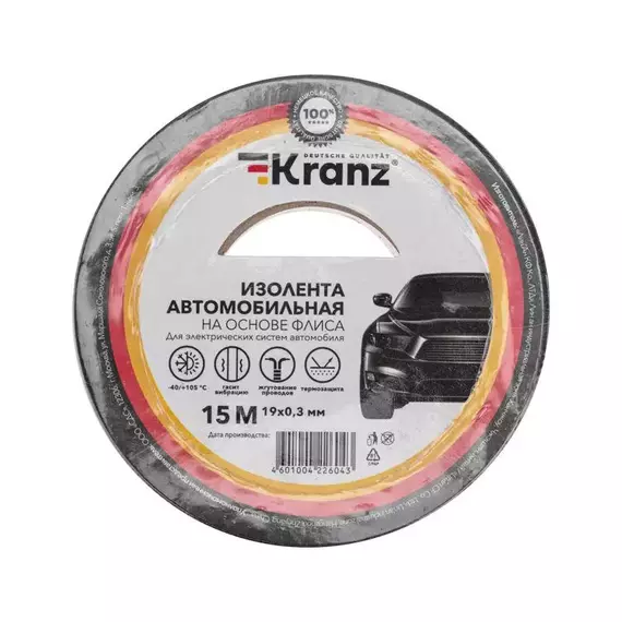 Изолента автомобильная флис 0.3х19мм 15м Kranz KR-09-2906, изображение 2