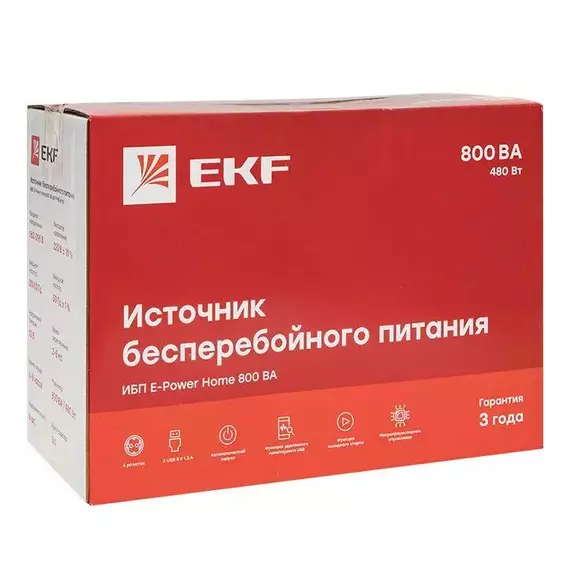 Источник бесперебойного питания линейно-интерактивный E-Power Home 800ВА PROxima EKF SSW-800, изображение 2
