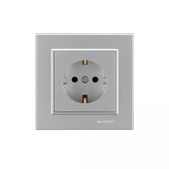 Розетка 1-м СП Karea 16А IP20 с/з сереб. Makel 56065028