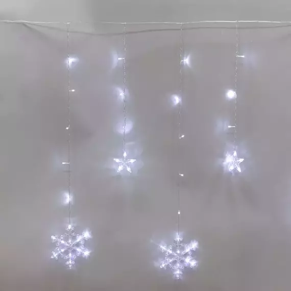 Гирлянда "Бахрома" со снежинками 2.4х0.9м 150 LED с контроллером 8 режимов 230В бел. Neon-Night 255-075, изображение 3