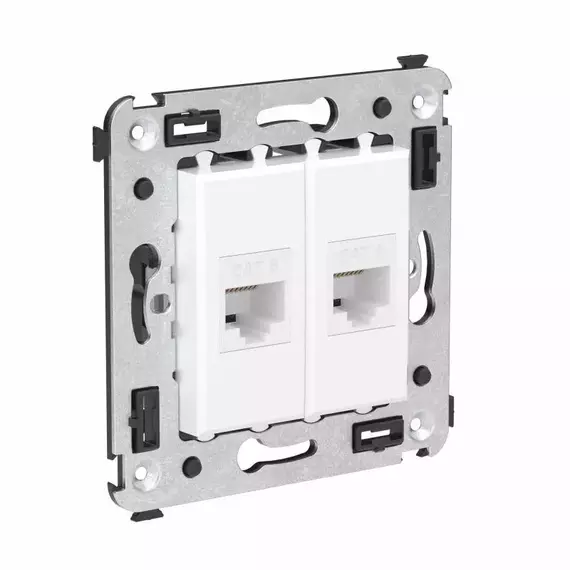 Розетка компьютерная 2-м СП Avanti "Белое облако" RJ45 кат.6 без шторок механизм DKC 4400694, изображение 2