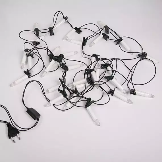 Гирлянда светодиодная "Свечи" 6м 30LED тепл. бел. 3Вт 220-240В IP20 провод ПВХ темн. зел. Neon-Night 303-084, изображение 3