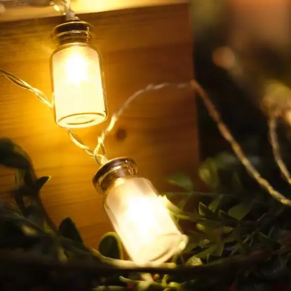 Гирлянда светодиодная "Баночки" 1.5м 10LED тепл. бел. 0.1Вт IP20 провод ПВХ прозр. элементы питания 2хAA (не в компл.) Neon-Night 303-096, изображение 5