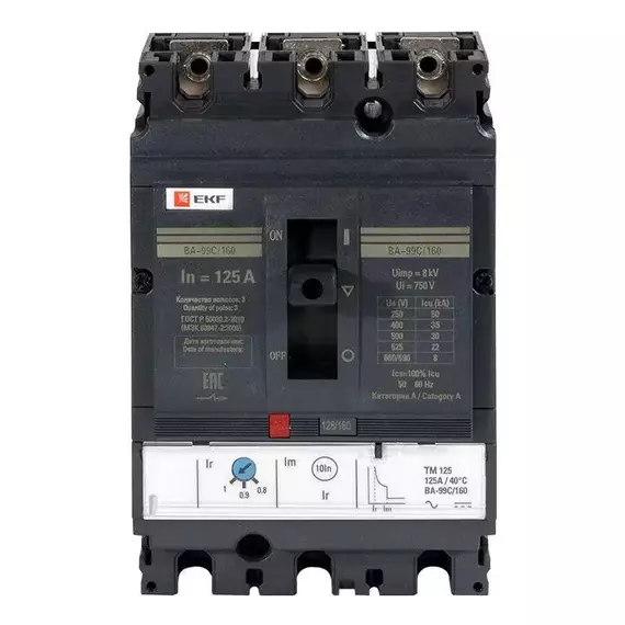 Выключатель автоматический 3п 160/125А 36кА ВА-99C Compact NS PROxima EKF mccb99C-160-125, изображение 6