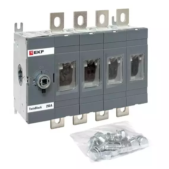Рубильник 4п 250А без рукоятки управления TwinBlock EKF tb-s-250-4p, изображение 2