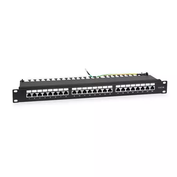Патч-панель 19дюйм (1U) WR-PL-24-C5E-SH-D 24 порта RJ-45 полностью экранир. кат. 5e Dual IDC черн. WRline 505210
