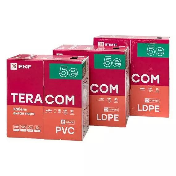 Кабель витая пара F/UTP кат.5e 4 пары solid внешний оболочка LDPE черн. TERACOM EKF TRC-5EFTP-04PE-BK-OUT3, изображение 7