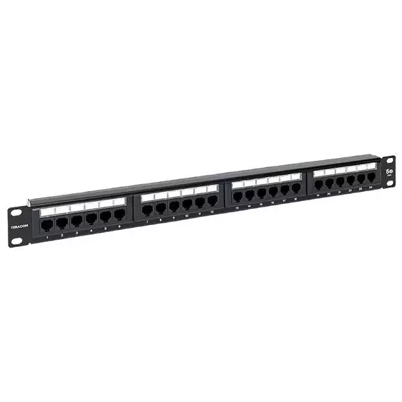 Патч-панель TERACOM 19дюйм кат.5E 1U неэкранированная UTP 24 порта RJ-45 110 IDC с органайзером EKF TRC-PPNL-5EUTP-C1U24
