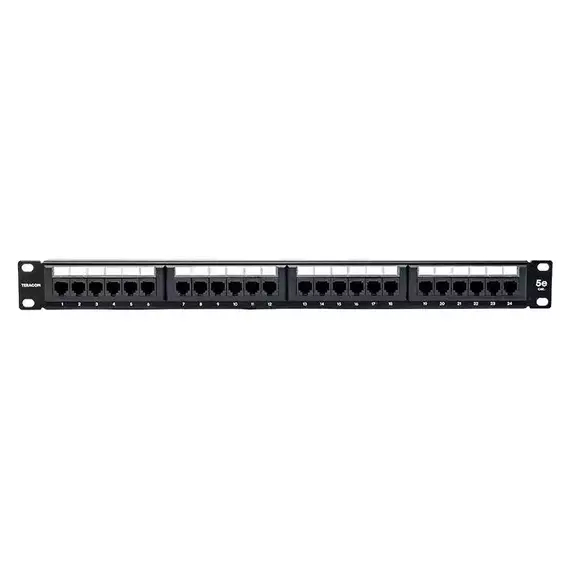 Патч-панель TERACOM 19дюйм кат.5E 1U неэкранированная UTP 24 порта RJ-45 110 IDC с органайзером EKF TRC-PPNL-5EUTP-C1U24, изображение 2