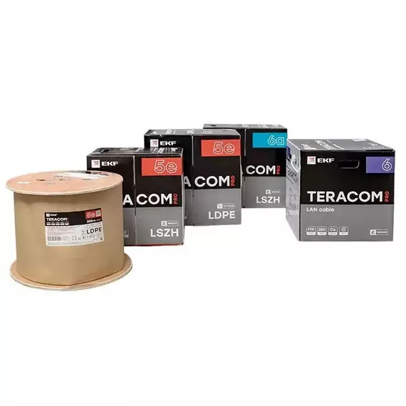 Кабель витая пара U/UTP кат.5e 4 пары solid внешний 24AWG LDPE черн. TERACOM PRO EKF TRP-5EUTP-04PE-BK-OUT3, изображение 7