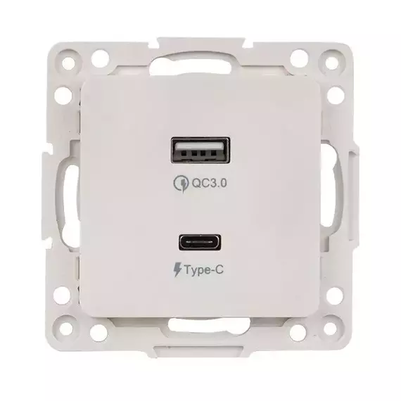 Розетка USB 2-м Стокгольм тип A+C механизм бел. PROxima EKF EYR-2USB-type-C, изображение 2